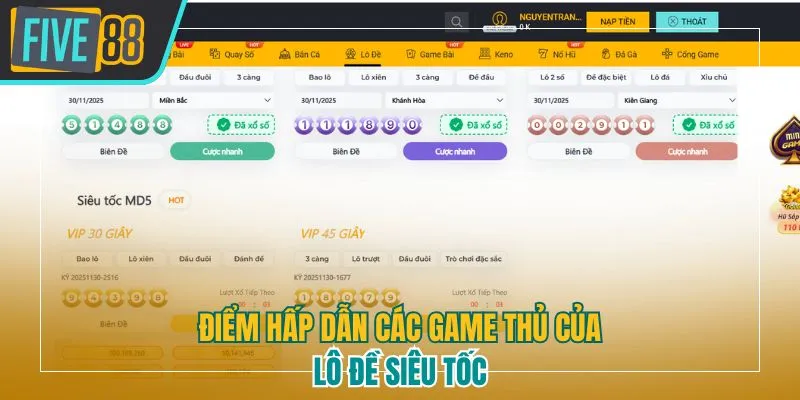 Giao diện lô đề siêu tốc five88 có gì hấp dẫn đối với người chơi?